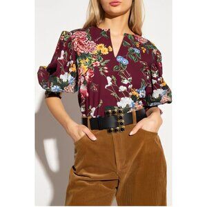 $395 NWOT SEE BY CHLOÉ Floral Print Cotton Top Blouse Size 38 Multicolor